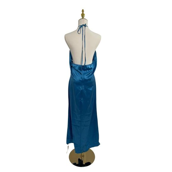 Reformation Blue Antoni Keyhole Silk Satin Midi Dress Size 12 $278 - Picture 5 of 8